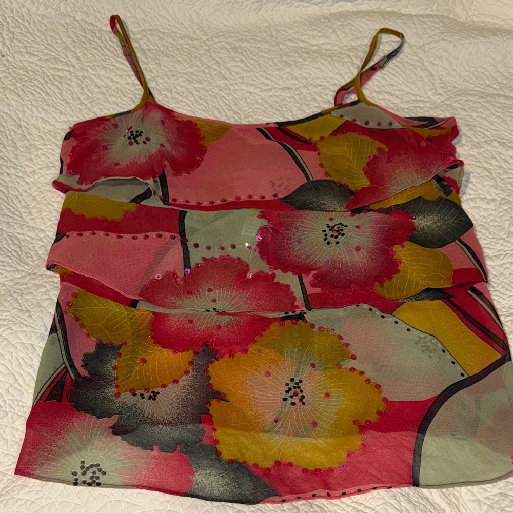 Floral Pink Multi-Color Spaghetti-Strap Camisole